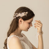 Freshwater Pearls Gold Brides Hairbands Leaves Soft Headbands Bridal Crystal Hair Accessories