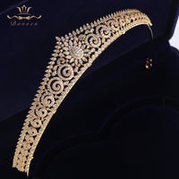 Sparkling Gold Full Zircon Bridal Tiaras Crowns Plated Crystal Wedding Hairbands For Brides