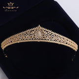 Sparkling Gold Full Zircon Bridal Tiaras Crowns Plated Crystal Wedding Hairbands For Brides