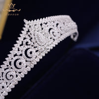 Sparkling Gold Full Zircon Bridal Tiaras Crowns Plated Crystal Wedding Hairbands For Brides