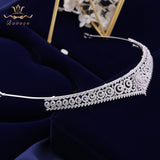 Sparkling Gold Full Zircon Bridal Tiaras Crowns Plated Crystal Wedding Hairbands For Brides